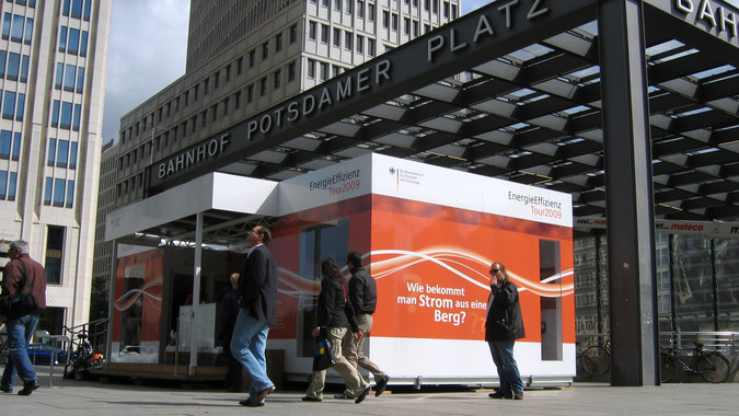 Touring the Postdamer Platz in Berlin.